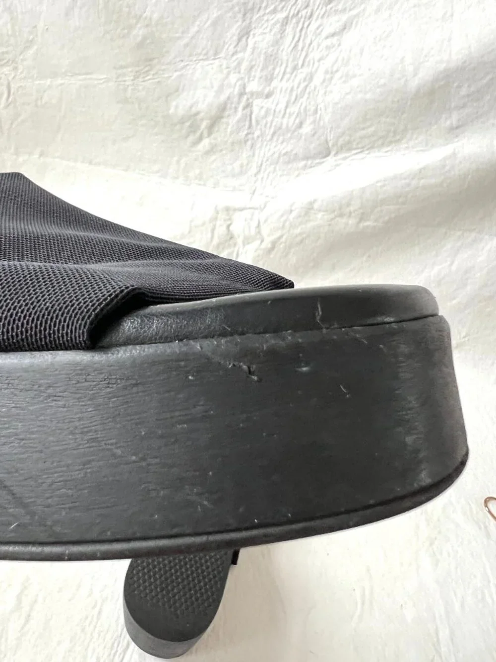 Steve Madden Slinky 30 slide sandals black mesh EU 38 womens 7 7.5 chunky wedge